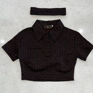 Fendi vintage cropped custom tailored polo and headband